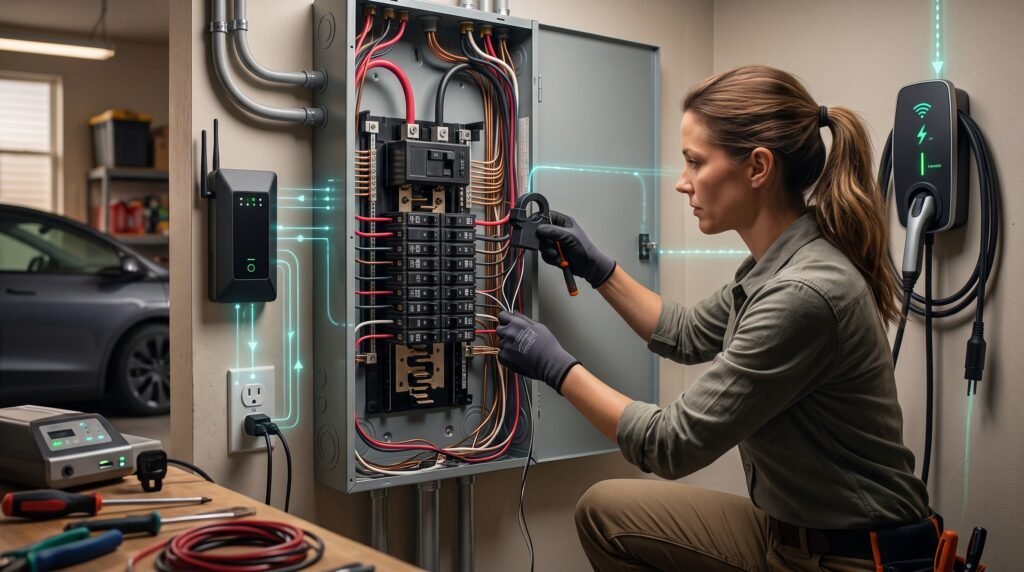 Homeowner inspecting electrical … 2K 202607092159 Smartify Your Home