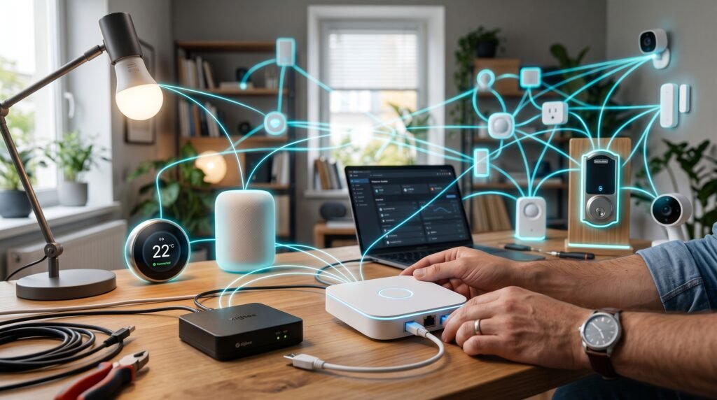 Homeowner upgrading smart home e… 202607092054 Smartify Your Home